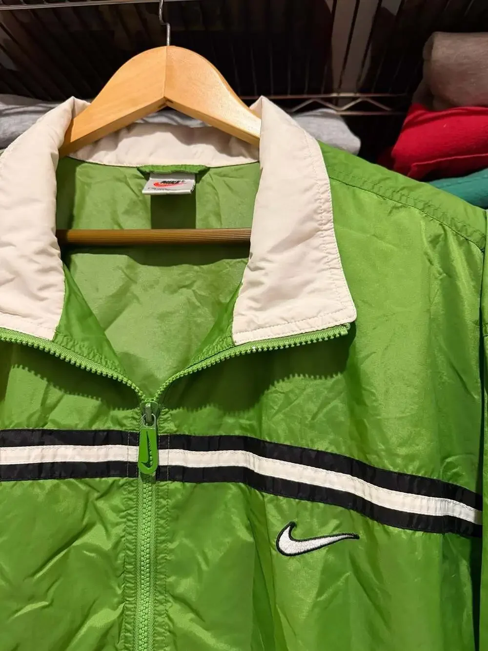 Vintage 90s Nike Lime Green Striped Windbreaker Jacket XL Men